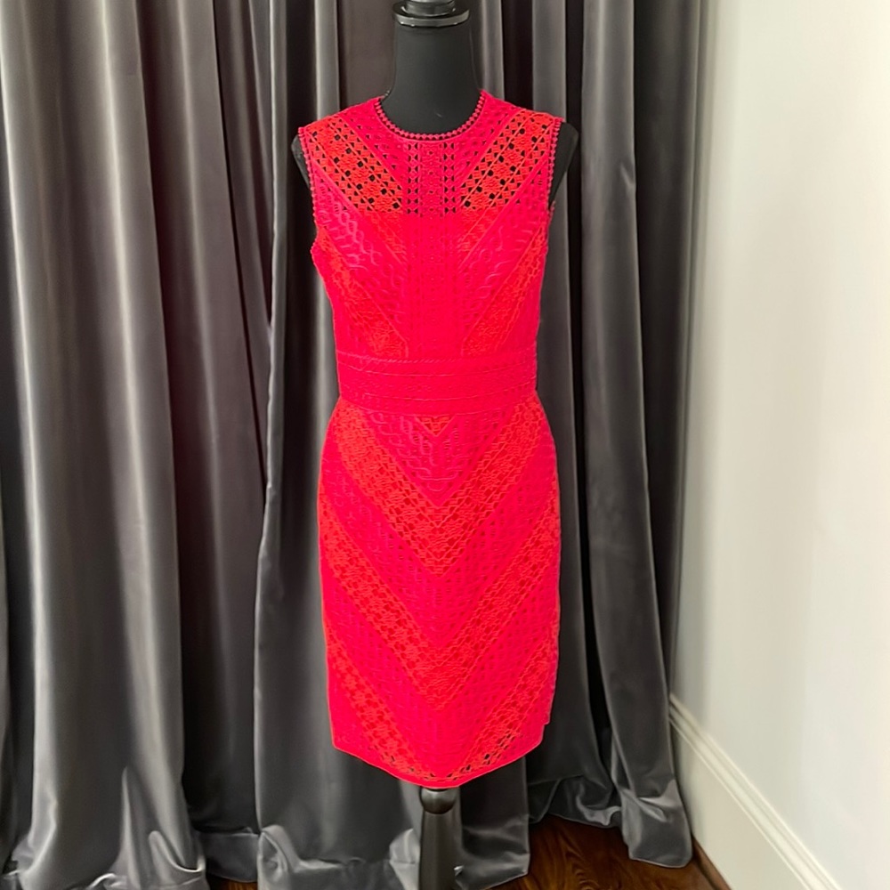Karen Millen Red and Orange Lace dress